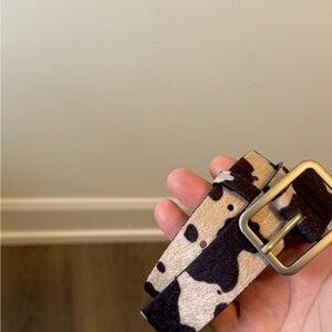 Animal Print Belt Cowhide with Silver Buckle